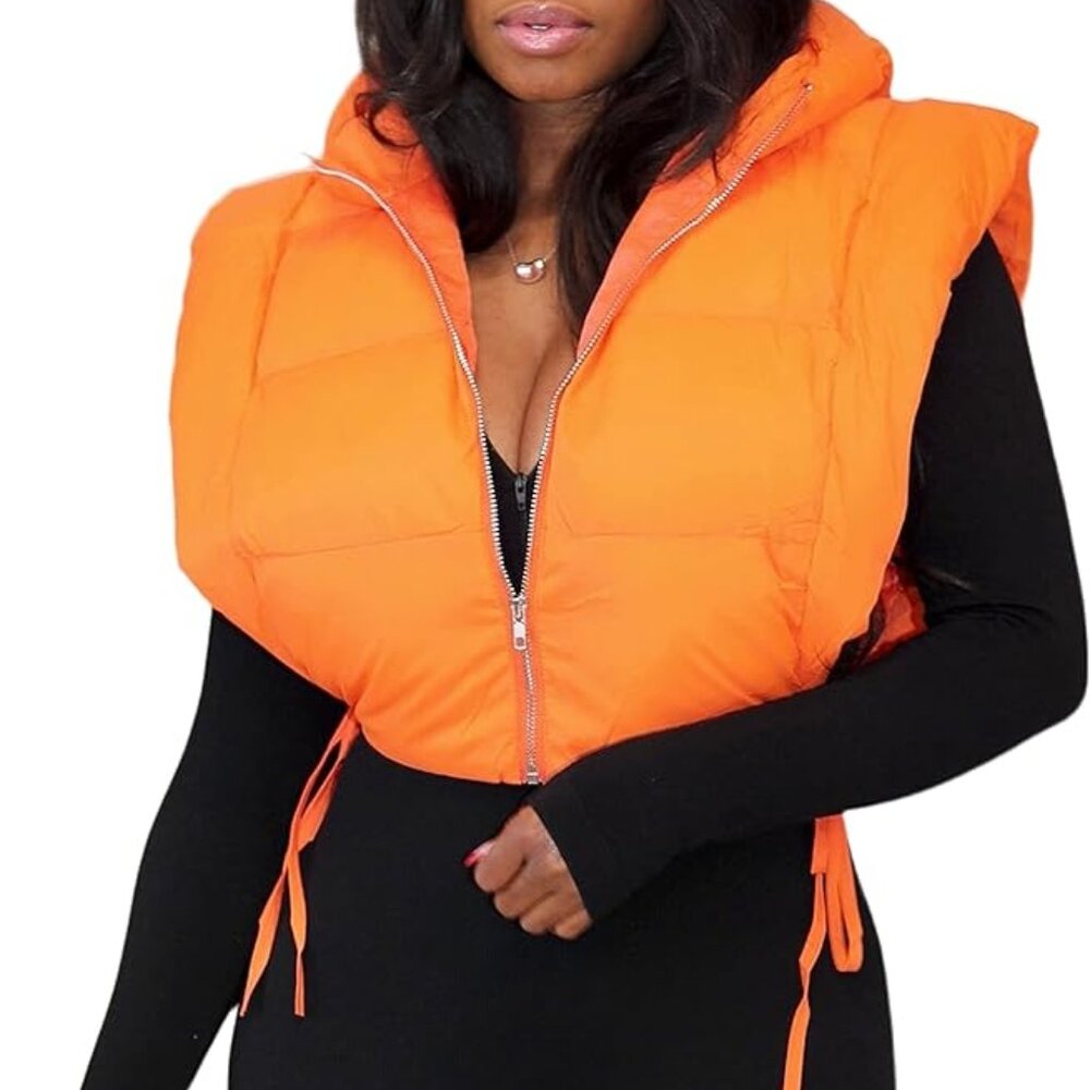 Women's Cropped Puffer Vest - Sleeveless
